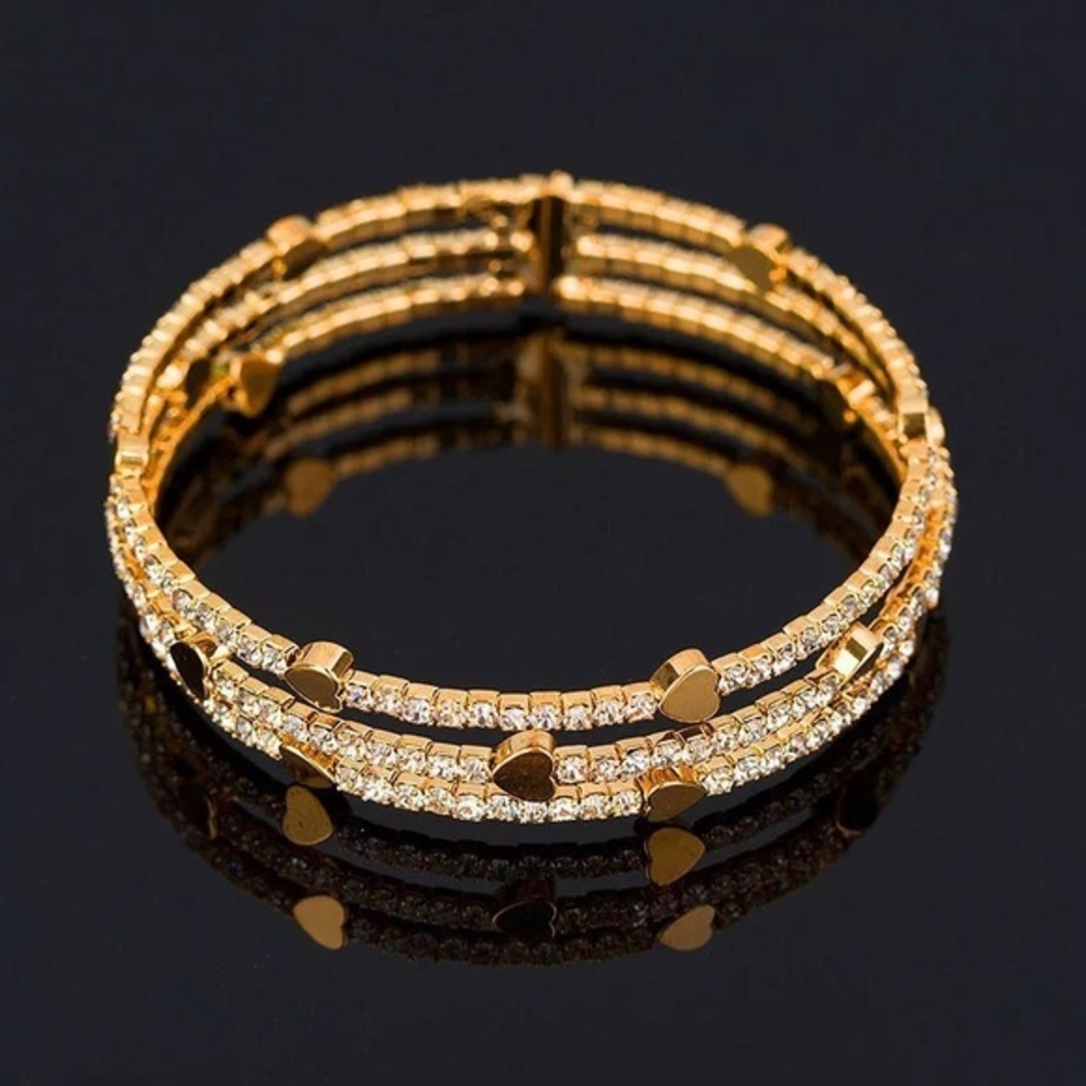 Luxury White Crystal Gold Plated Heart Bracelet - Picture 4 of 7